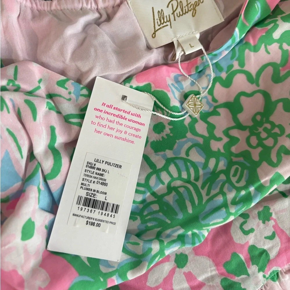 NWT Large Lilly Pulitzer Teresa Maxi Dress Multi Plumes In Bloom - Picture 5 of 5